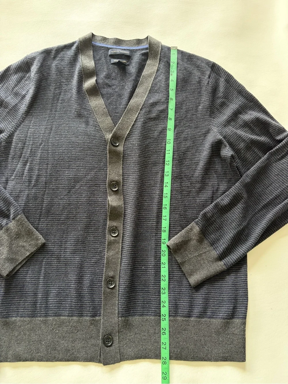 Banana Republic Merino Wool Cardigan Striped XL Preppy Casual Hipster Grandpa